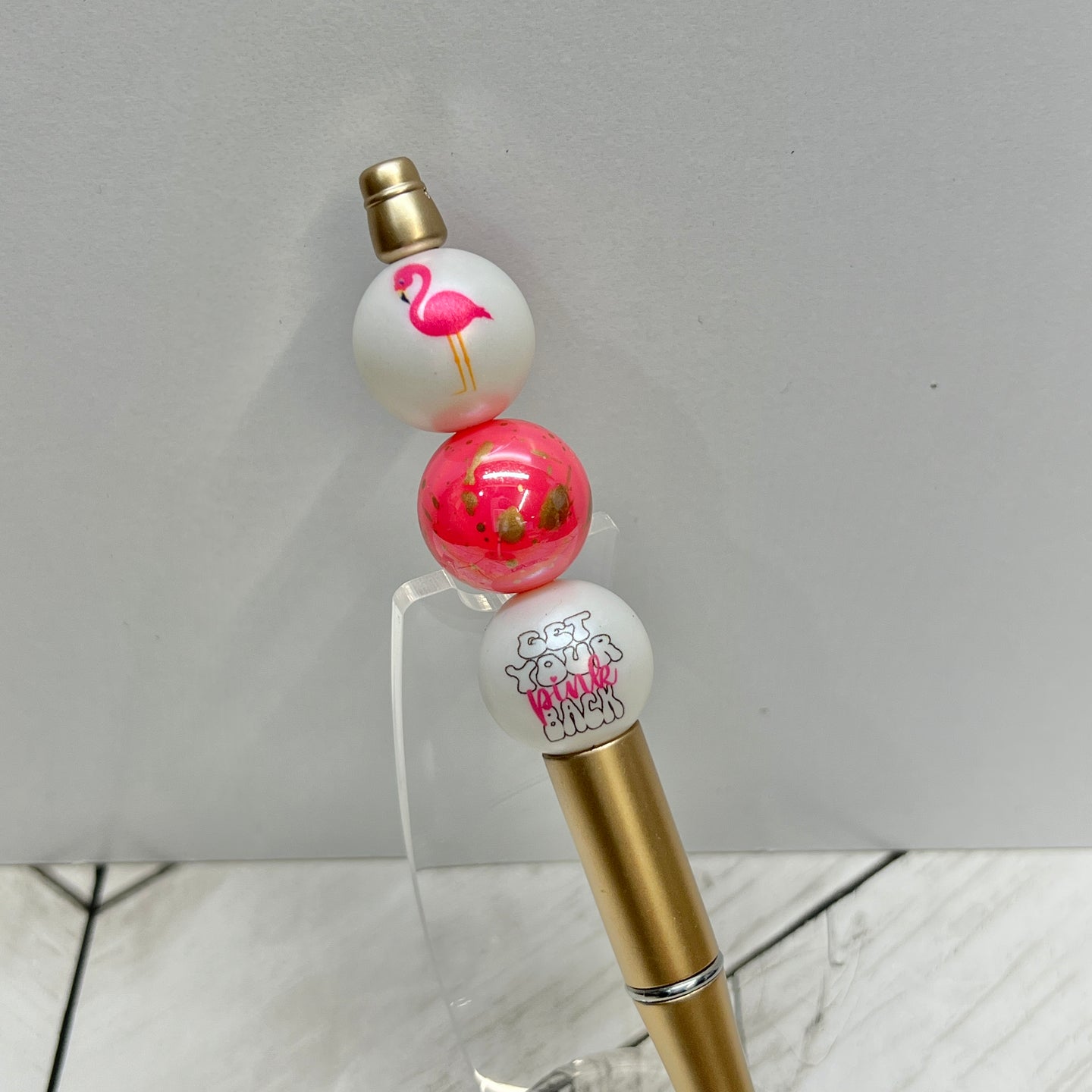 GYPB Pink Swirl Gold Plastic Pen